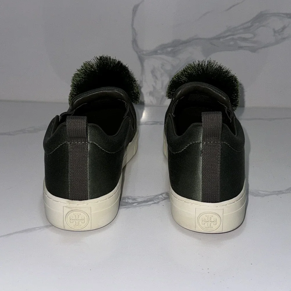 Womens Tory Burch Pom Pom Sneaker Daphne 318 Satin Lux Size 9